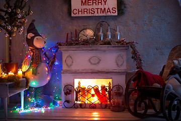 Image showing Christmas and New Year interior of living room.