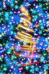 Image showing xmas tree from the christmas lights