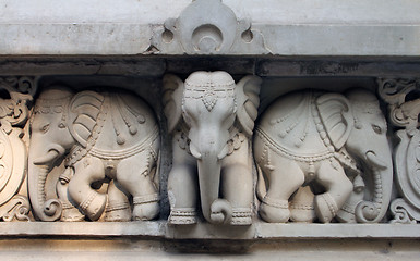 Image showing Stone carvings in Hindu temple Birla Mandir in Kolkata, India