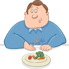 Image showing sad man on diet cartoon