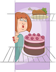 Image showing hungry woman on diet cartoon