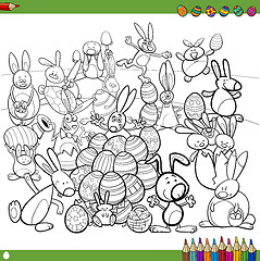 Image showing easter bunnies for coloring