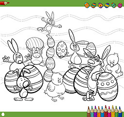 Image showing easter characters coloring book