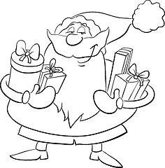 Image showing santa with gifts coloring book