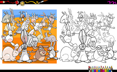 Image showing rabbit characters coloring book