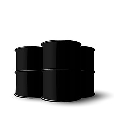 Image showing Three Black Metal of Oil Barrels Isolated on White Background
