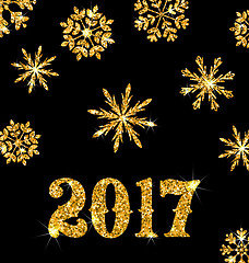 Image showing Golden Celebration Card for Happy New Year 2017