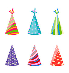 Image showing Set of party colorful hats isolated on white background