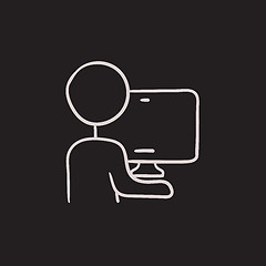 Image showing Man working at his computer sketch icon.