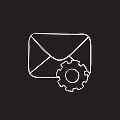 Image showing Envelope mail with gear sketch icon.