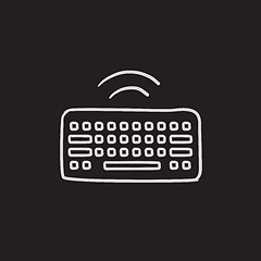 Image showing Wireless keyboard sketch icon.