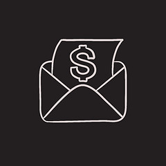 Image showing Envelope mail with dollar sign sketch icon.