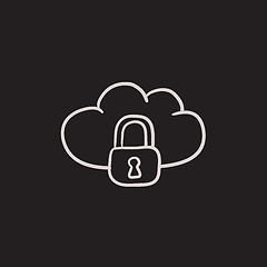 Image showing Cloud computing security sketch icon.