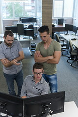 Image showing startup business people group working as team to find solution