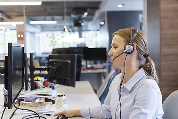 Image showing female support phone operator