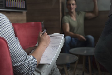 Image showing team meeting and brainstorming in small private office