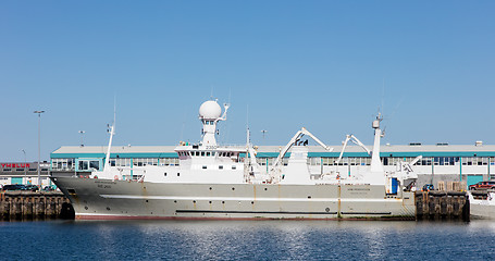 Image showing Reykjavik, Iceland - August 2, 2016;  Fishing boat in the port o