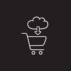 Image showing Online shopping sketch icon.