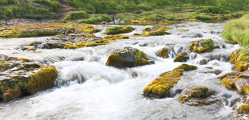 Image showing Kirkjufellsfoss waterfall near the Kirkjufell mountain