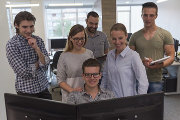 Image showing group of young startup business people standing as team