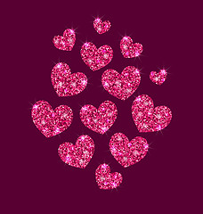 Image showing Background for Valentines Day with Shimmering Hearts