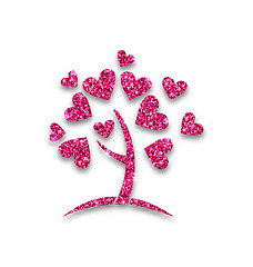 Image showing Concept of Tree with Shimmering Heart Leaves