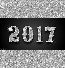 Image showing Shimmering Background with Silver Dust for Happy New Year 2017