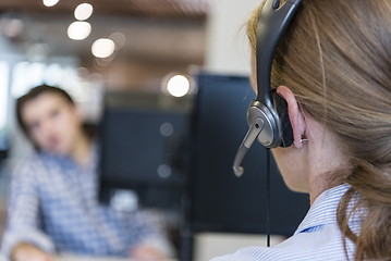 Image showing female support phone operator