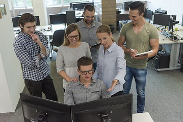 Image showing startup business people group working as team to find solution