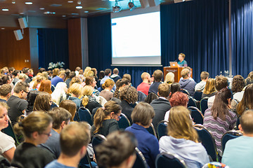 Image showing Audience in lecture hall participating at business event.