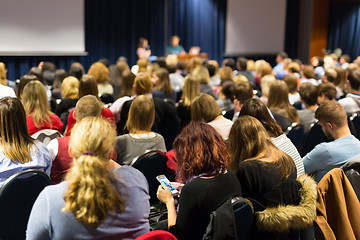 Image showing Audience in lecture hall participating at business conference.