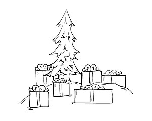 Image showing sketch of the tree and presents