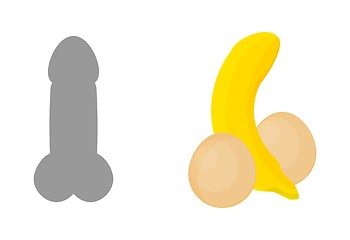 Image showing funny illustration with banana and eggs