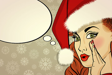 Image showing Customizable beautiful retro Christmas card with sexy pin up San