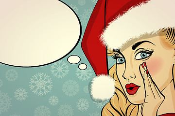 Image showing Customizable beautiful retro Christmas card with sexy pin up San