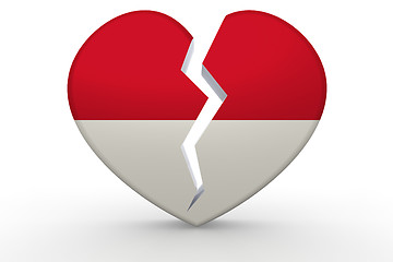 Image showing Broken white heart shape with Monaco flag
