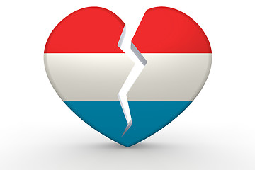 Image showing Broken white heart shape with Luxembourg flag