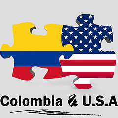 Image showing USA and Colombia flags in puzzle 