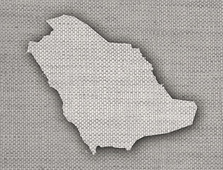 Image showing Map of Saudi Arabia on old linen