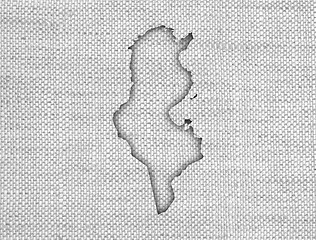 Image showing Map of Tunisia on old linen