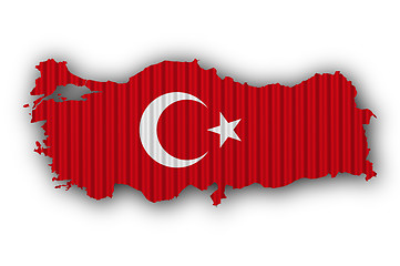 Image showing Map and flag of Turkey on corrugated iron