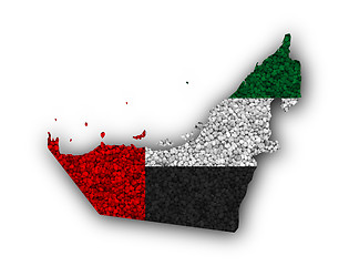 Image showing Map and flag of United Arab Emirates on poppy seeds