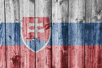 Image showing Flag of Slovakia on weathered wood