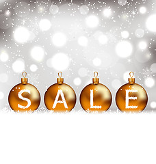 Image showing Winter glowing background with balls lettering sale