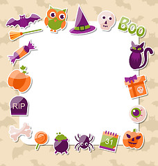 Image showing Clean Card with Colorful Halloween Flat Icons