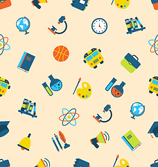Image showing Illustration Seamless Pattern with Icons of Education Subjects, 