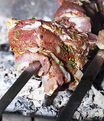 Image showing cooking kebab, close-up