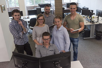 Image showing group of young startup business people standing as team