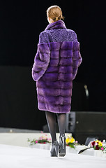 Image showing winter fashion elegant Woman clothes in mink fur purple coat