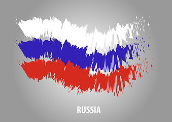 Image showing Flag of Russia. Waving line of chalk. Proper ratio 2:3 and colours RGB 255-255-255 0,57,166 - 213,43,30 . Adopted December 11, 1993.